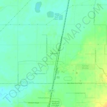 Mappa topografica Fort Hall, altitudine, rilievo
