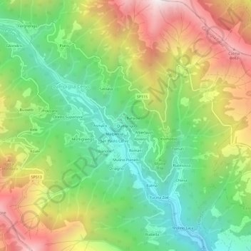 Mappa topografica Quittengo, altitudine, rilievo