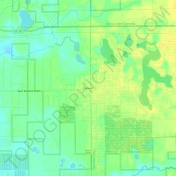 Mappa topografica Idlewild, altitudine, rilievo