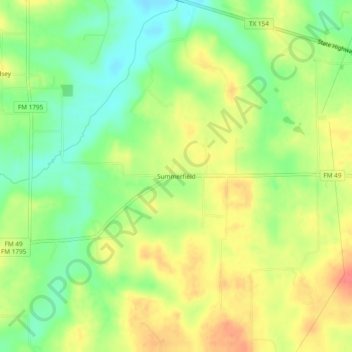 Mappa topografica Summerfield, altitudine, rilievo