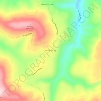 Mappa topografica Mountain Top, altitudine, rilievo