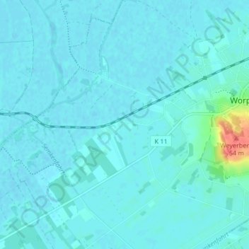 Mappa topografica Weyermoor, altitudine, rilievo