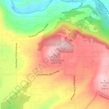 Mappa topografica Mount Norway, altitudine, rilievo