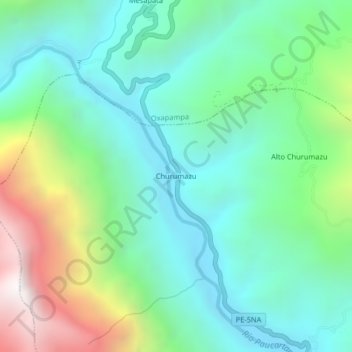 Mappa topografica Churumazu, altitudine, rilievo