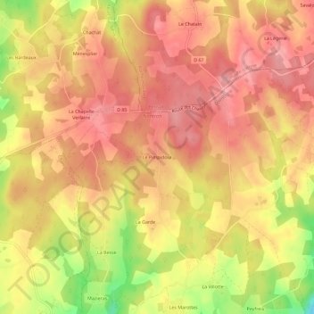Mappa topografica Le Pimpidour, altitudine, rilievo