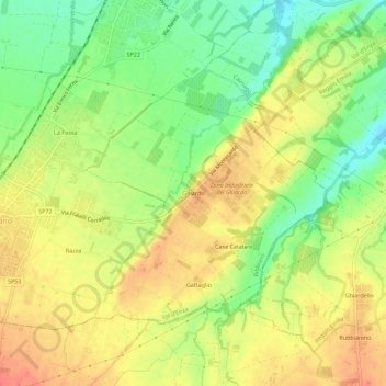 Mappa topografica Ghiardo, altitudine, rilievo