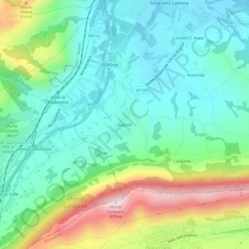 Mappa topografica Bagnoli, altitudine, rilievo