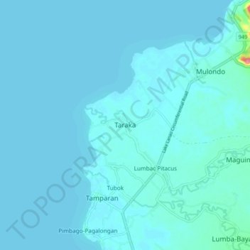 Mappa topografica Taraka, altitudine, rilievo