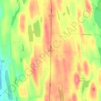 Mappa topografica Atwood, altitudine, rilievo