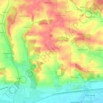 Mappa topografica Thann, altitudine, rilievo