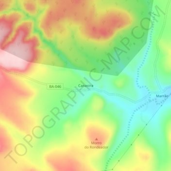 Mappa topografica Canastra, altitudine, rilievo