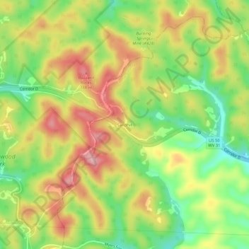 Mappa topografica Sandhill, altitudine, rilievo