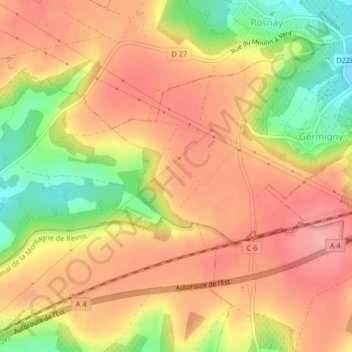 Mappa topografica La Queue des Marais, altitudine, rilievo