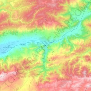 Mappa topografica Tokat, altitudine, rilievo