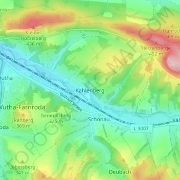 Mappa topografica Kahlenberg, altitudine, rilievo
