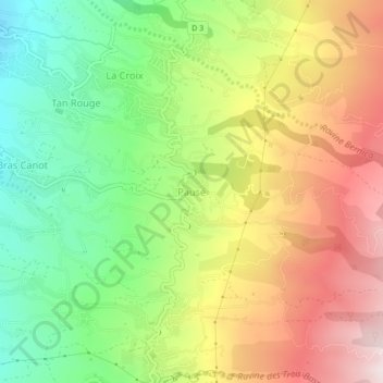 Mappa topografica Pausé, altitudine, rilievo