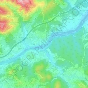 Mappa topografica Otočec, altitudine, rilievo