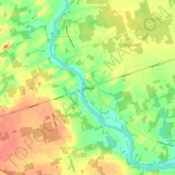 Mappa topografica Cayuga, altitudine, rilievo