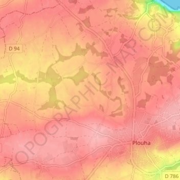 Mappa topografica Crec'h Huel, altitudine, rilievo