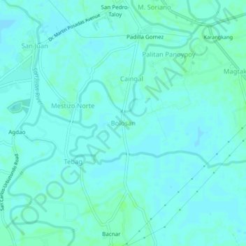 Mappa topografica Bolosan, altitudine, rilievo