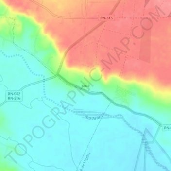 Mappa topografica Saué, altitudine, rilievo