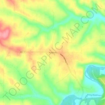 Mappa topografica Bucyrus, altitudine, rilievo