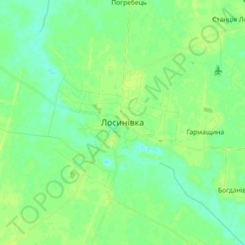 Mappa topografica Лосиновка, altitudine, rilievo