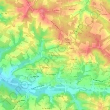 Mappa topografica Baillargué, altitudine, rilievo