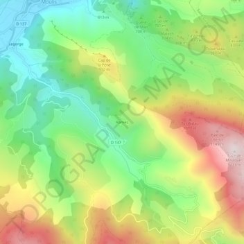 Mappa topografica Rames, altitudine, rilievo
