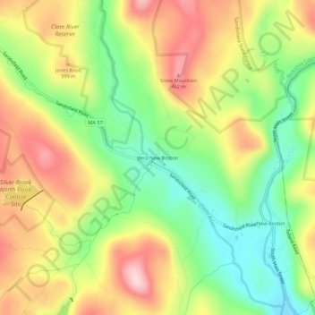 Mappa topografica West New Boston, altitudine, rilievo