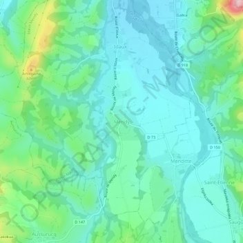Mappa topografica Mendy, altitudine, rilievo