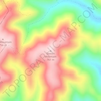 Mappa topografica Sexton Mountain, altitudine, rilievo