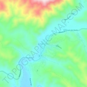 Mappa topografica Canela Baja, altitudine, rilievo