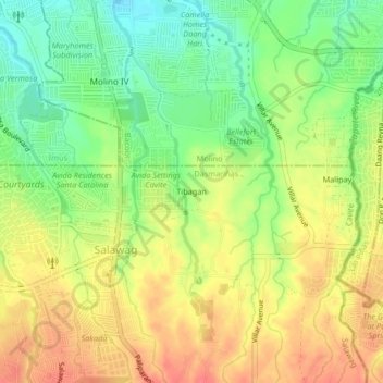 Mappa topografica Tibagan, altitudine, rilievo