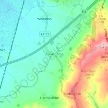Mappa topografica Brookthorpe, altitudine, rilievo