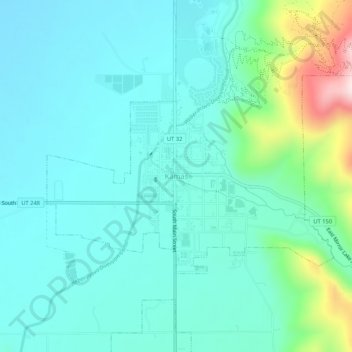 Mappa topografica Kamas, altitudine, rilievo