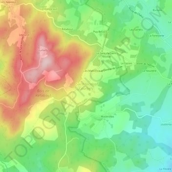 Mappa topografica Saint-Nicolas Courbefy, altitudine, rilievo