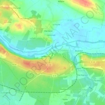 Mappa topografica Chez Mauxion, altitudine, rilievo