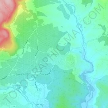 Mappa topografica Le Mitan, altitudine, rilievo