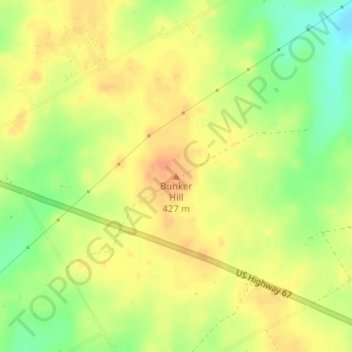 Mappa topografica Bunker Hill, altitudine, rilievo