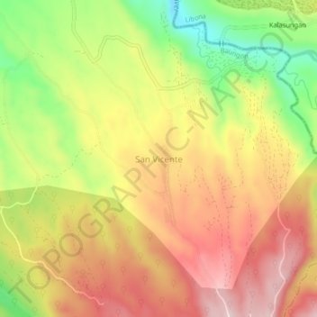 Mappa topografica San Vicente, altitudine, rilievo