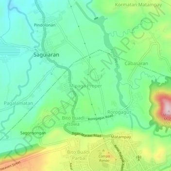 Mappa topografica Mipaga Proper, altitudine, rilievo