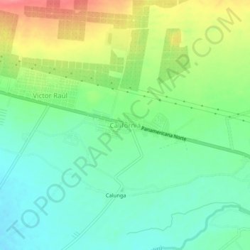 Mappa topografica California, altitudine, rilievo