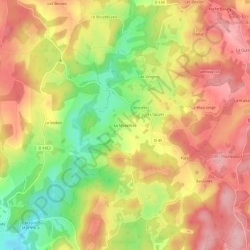 Mappa topografica Le Madelbos, altitudine, rilievo