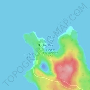 Mappa topografica Blubber Bay, altitudine, rilievo