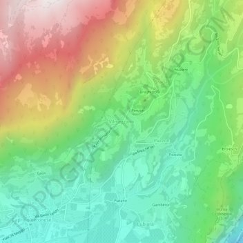 Mappa topografica Vilmezzano, altitudine, rilievo
