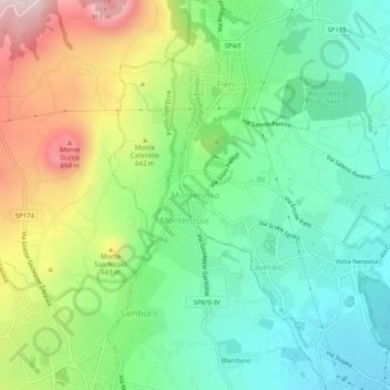 Mappa topografica Monterosso, altitudine, rilievo