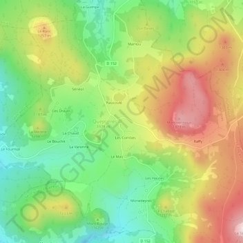 Mappa topografica Le Coudert, altitudine, rilievo