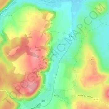 Mappa topografica Chivres, altitudine, rilievo