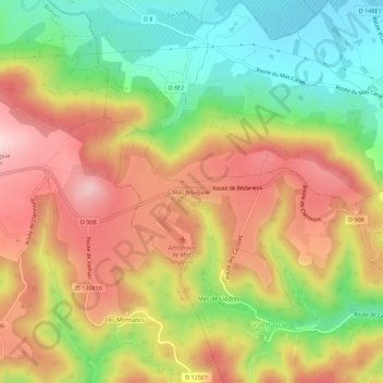 Mappa topografica Mas Nouguier, altitudine, rilievo